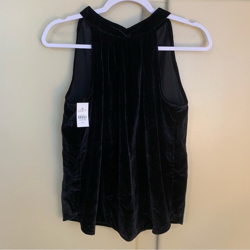 Loft Womens Black Velvet Halter Top Size XS Preppy Formal Classic High Neck - Picture 2 of 8